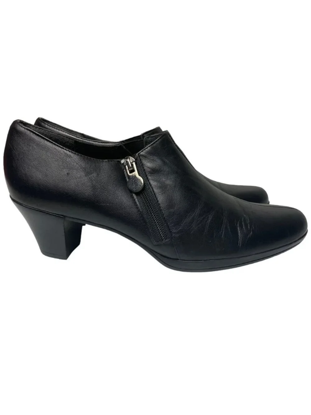 Munro American Taylor Black Leather Ankle Booties Side Zip Women's Size 6N (AA)